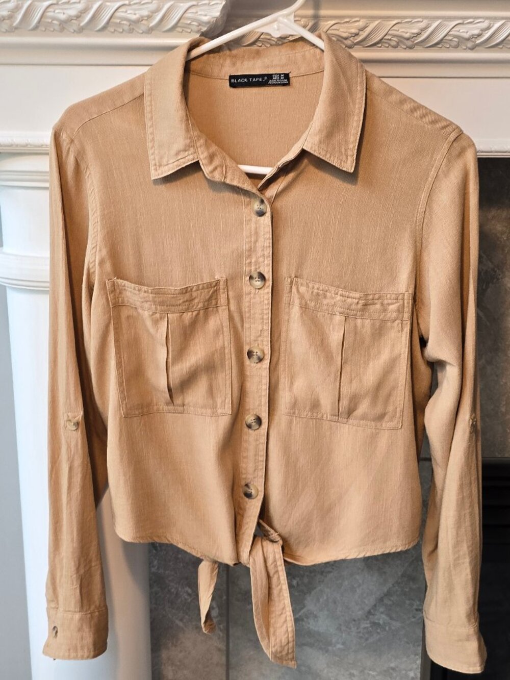 Dex Black Tape Boutique Brand Tan Linen blend shirt